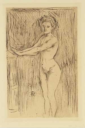 裸女（模特暖手）`Nude Woman (Model Warming her Hands) (1994) by Edvard Munch