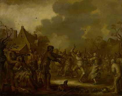 农民跳舞`Peasants Dancing (1655) by Adriaen Pietersz. Van De Venne