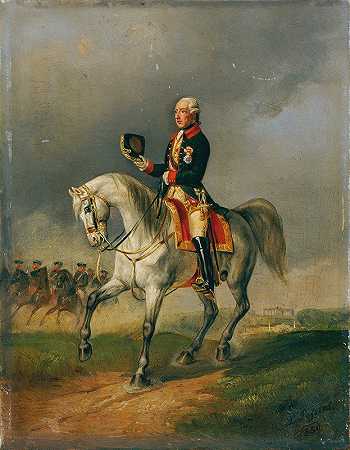 国王约瑟夫二世。雷滕德`Kaiser Joseph II. reitend (1850) by Ludwig Johann Passini