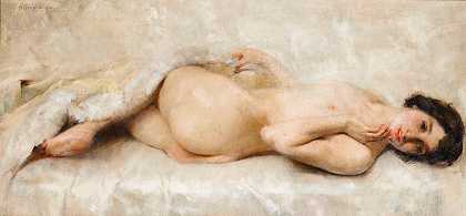 斜躺的裸女`Reclining Nude by Luigi Serralunga