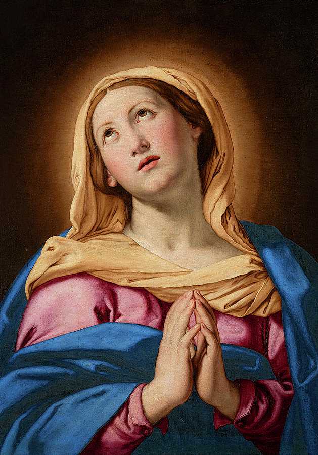 《祈祷中的圣母》，1609-1685年`The Virgin in Prayer, 1609-1685 by Giovanni Battista Salvi da Sassoferrato