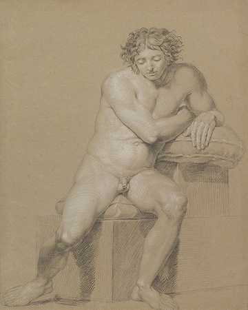 男性裸体坐姿的研究`Study of a Seated Male Nude (late 18th–19th century) by Philipp Otto Runge