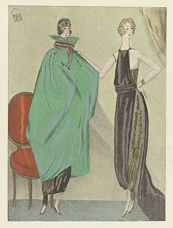 姐妹俩大衣和晚礼服，德比`Les deux soeurs ; Manteau et robe pour le soir, de Beer (1920) by Mario Simon