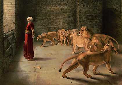 《狮子洞里的丹尼尔》，1892年`Daniel in the Lions Den, 1892 by Briton Riviere