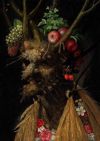 《一头四季》，约1590年`Four Seasons in One Head, c. 1590 by Giuseppe Arcimboldo