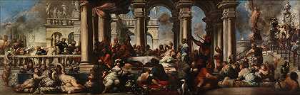 克利奥帕特拉的宴会`The Banquet of Cleopatra (1660) by Sebastiano Mazzoni