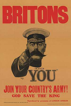 英国人想要你，基奇纳勋爵`Britons Wants You, Lord Kitchener by Alfred Leete