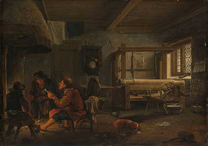 织工s工作室`A Weavers Workshop (1652) by Johannes Dircksz. van Oudenrogge
