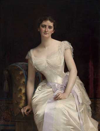 玛丽·维多利亚·莱特（Mary Victoria Leiter）的肖像，后来是印度总督凯德尔斯顿（Kedleston）的库松夫人`Portrait of Mary Victoria Leiter, the later Lady Curzon of Kedleston, Vicereine of India (1887) by Alexandre Cabanel