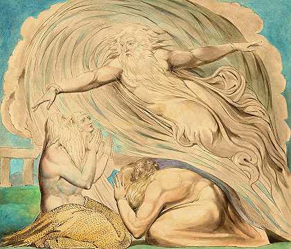 1757-1827年《旋风中的主回答约伯》`The Lord Answering Job out of the Whirlwind, 1757-1827 by William Blake