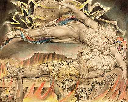 约伯的恶梦，1757-1827`Job\’s Evil Dreams, 1757-1827 by William Blake