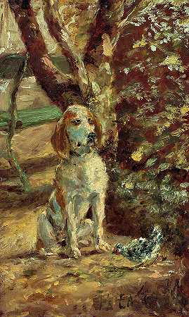 艺术家的狗弗莱切，1881年`The Artist\’s Dog Fleche, 1881 by Henri de Toulouse-Lautrec