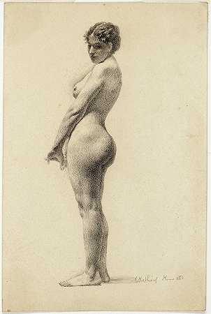 裸体站立女性`Standing Female Nude (1881) by Marie Mathieu