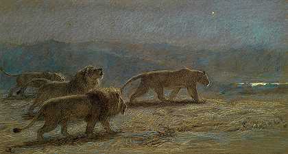 狮子的骄傲`A Pride of Lions by Briton Riviere