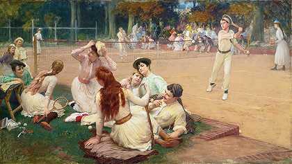 草地网球俱乐部`Lawn Tennis Club (1891) by Frederick Arthur Bridgman