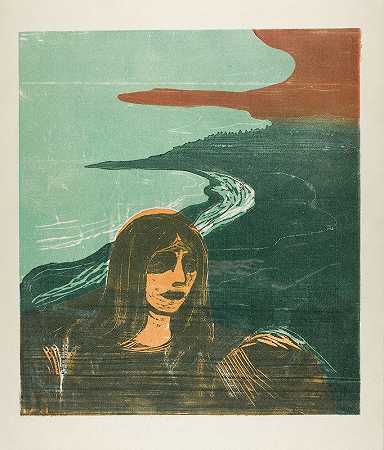 Woman&;s Head against the Shore`Womans Head against the Shore (1899) by Edvard Munch