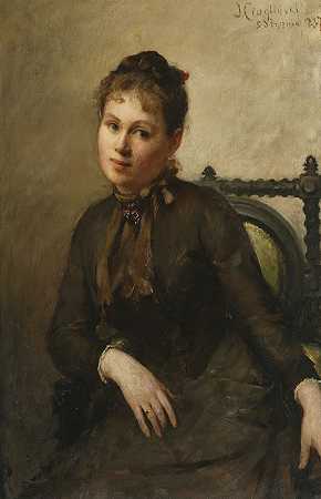 海伦娜·皮尔茨肖像`Portrait of Helena Piltz née Rymowicz (1887) by Jan Ciągliński