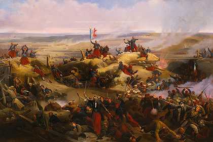 1855年9月攻占马拉科夫峡谷`Prise De La Gorge De Malakoff, September 1855 by Adolphe Yvon