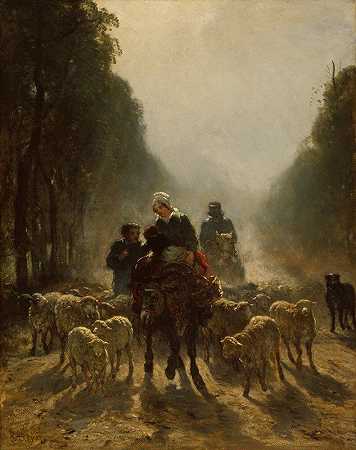 市场之路`The Road to Market (1858~59) by Constant Troyon