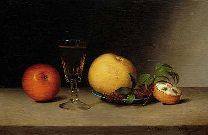 1822年《苹果、雪利酒和茶饼的静物画》`Still Life with Apples, Sherry, and Tea Cake, 1822 by Raphaelle Peale