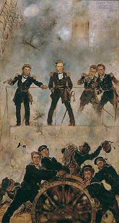 利萨一世战役中的泰格托夫`Tegetthoff in der Seeschlacht bei Lissa I (1878~1880) by Anton Romako