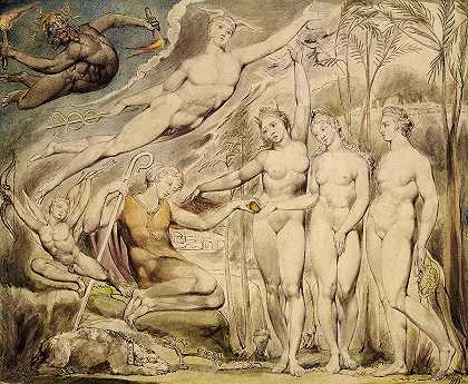 帕里斯的评判`The Judgement of Paris by William Blake