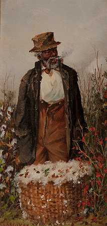 棉田里的男人`Man in Cotton Field by William Aiken Walker