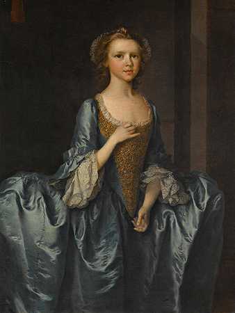 希伯特夫人的肖像，当一个女孩`Portrait Of Mrs. Hibbert, When A Girl by Thomas Frye