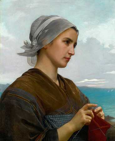 布列塔尼针织面料`Tricoteuse Bretonne (1871) by William Bouguereau