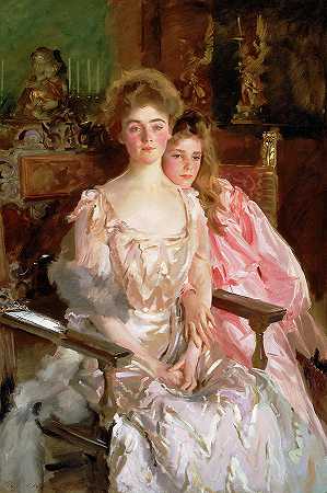 菲斯克·沃伦夫人和她的女儿瑞秋，1903年`Mrs. Fiske Warren and Her Daughter Rachel, 1903 by John Singer Sargent