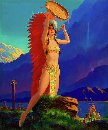 印度少女与汤姆`Indian Maiden with Tom Tom by Edward Eggleston