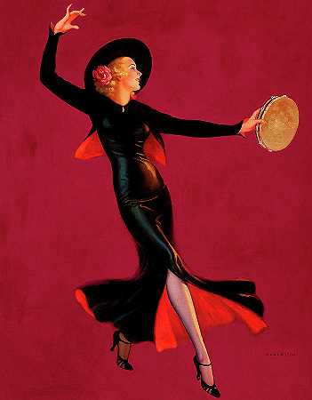 手鼓舞者，1937年`Tambourine Dancer, 1937 by Edward Eggleston