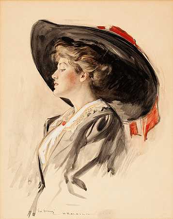 美女简介`Pretty Girl Profile (1902) by Henry Patrick Raleigh