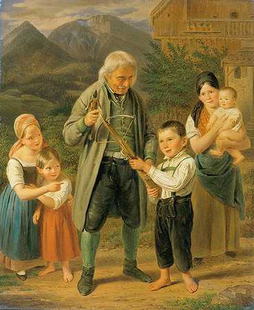 射箭课`Unterricht im Bogenschießen (1833) by Franz Bernhardt