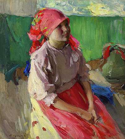 农家女孩`Peasant Girl by Abram Arkhipov