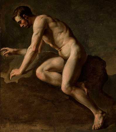 男性裸体研究`Male nude study (from 1841 until 1842) by Józef Simmler