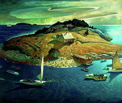 岛上葬礼`Island Funeral by N C Wyeth