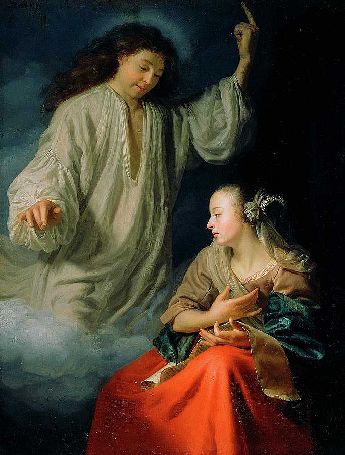 公告，1660-1665`The Annunciation, 1660-1665 by Godfried Schalcken