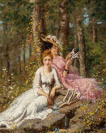 最喜欢的夏日消遣`A Favorite Summer Pastime (1873) by Henry Joseph Thouron