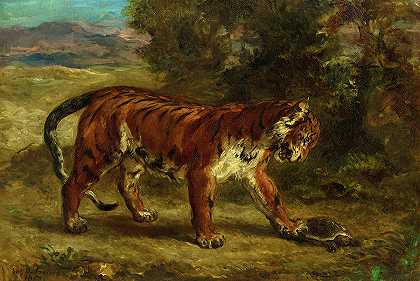 老虎和乌龟`Tiger with a Tortoise by Eugene Delacroix