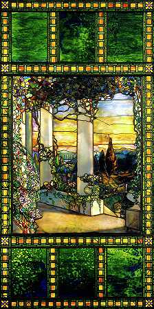 Hinds House的窗户`Hinds House Window by Louis Comfort Tiffany