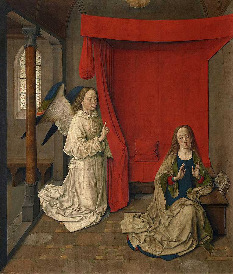 《通告》，1450-1455年`The Annunciation, 1450-1455 by Dieric Bouts