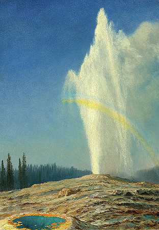 老忠实，1881年`Old Faithful, 1881 by Albert Bierstadt