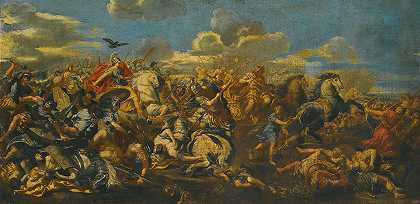 亚历山大伊苏斯在伊苏斯战役中战胜大流士`Alexanders Victory Over Darius At The Battle Of Issus by Circle of Pietro Berrettini