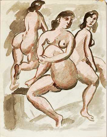 三个女性裸体`Three Female Nudes by Carl Newman