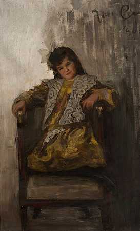 一个女孩的肖像，萨哈尔夫人的女儿`Portrait of a girl, daughter of Mrs. Sachar (1901) by Jan Ciągliński