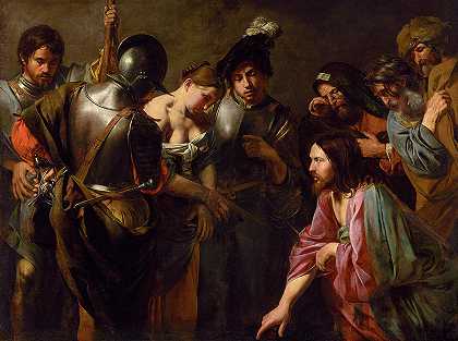 1620年的《基督与通奸》`Christ and the Adulteress, 1620 by Valentin de Boulogne