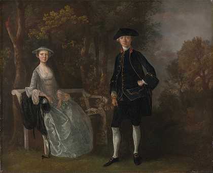劳埃德夫人和她的儿子理查德·萨维奇·劳埃德，来自萨福克郡欣特莱舍姆庄园`Lady Lloyd and Her Son, Richard Savage Lloyd, of Hintlesham Hall, Suffolk (between 1745 and 1746) by Thomas Gainsborough