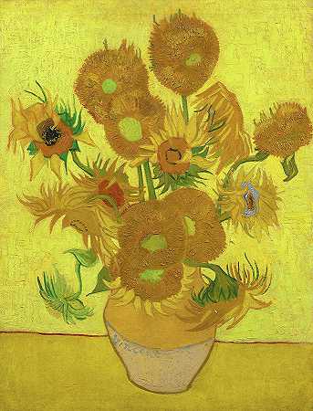 向日葵，1889年1月`Sunflowers, January 1889 by Vincent van Gogh