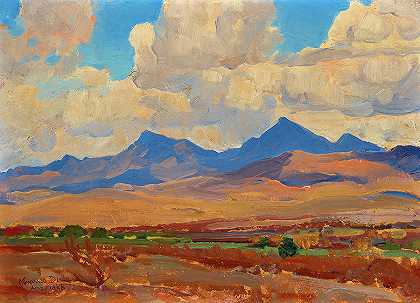 亚利桑那州Tumacacori Mission附近的丘陵`Hills near Tumacacori Mission, Arizona by Maynard Dixon